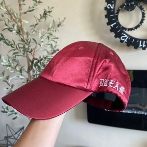 Forever 21 Burgundy Satin Baseball Hat